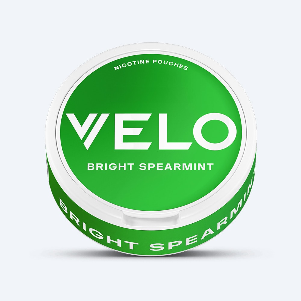 VELO Bright Spearmint nicotine pouch can